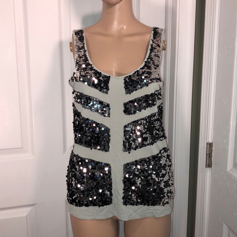 Rock & Republic Blue Sequin Top M
